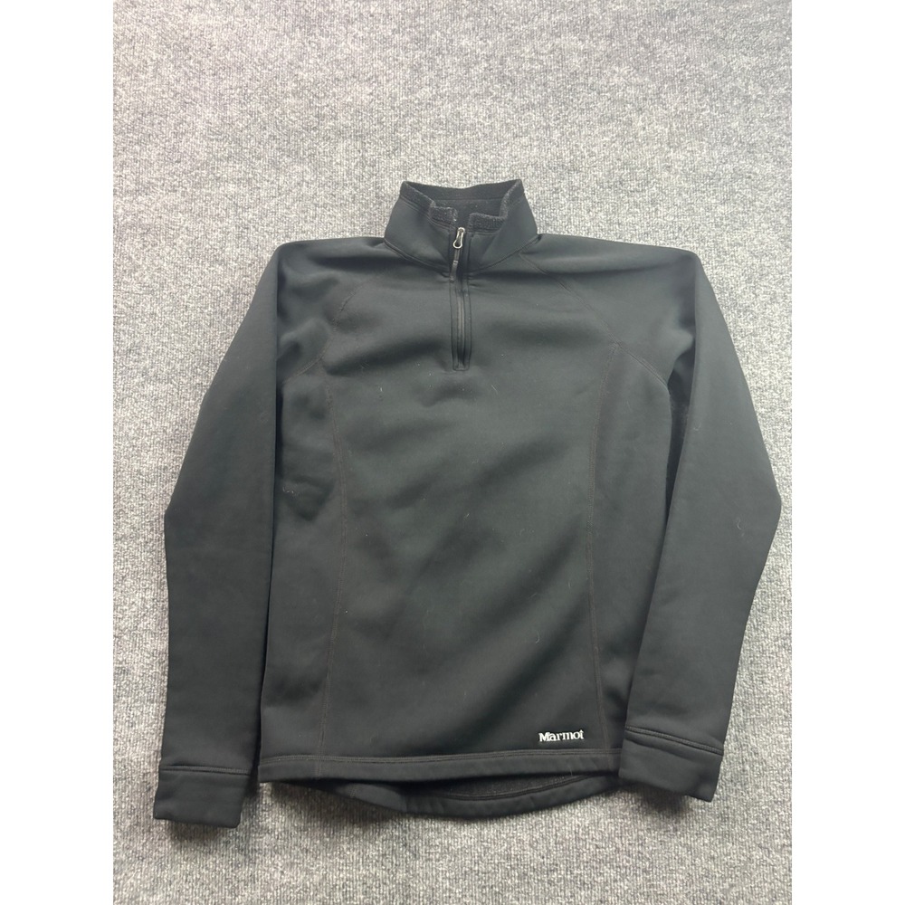 Marmot Quarter Zip Fleece Pullover Womens Large Black Polartec Thumbhole Active